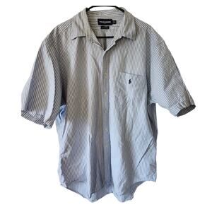 Ralph Lauren GOLF Shirt Tilden XL Mens Pony Button Down Blue Stripped